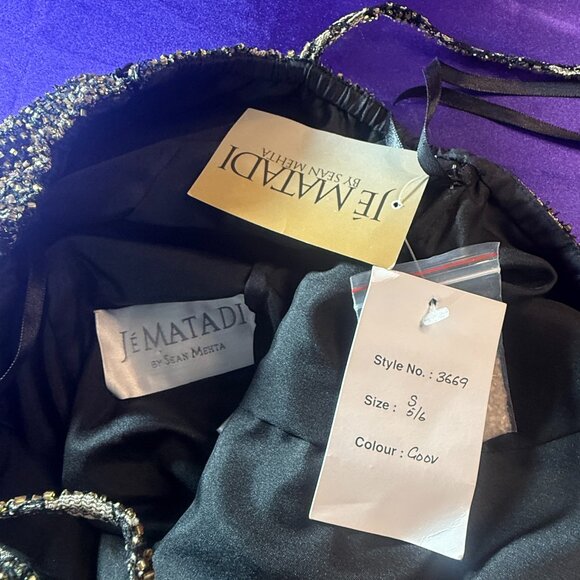 NEW📌 Je Matadi Lace Black/ Gold Floral Maxi Formal Dress with Long Slit - Picture 13 of 15